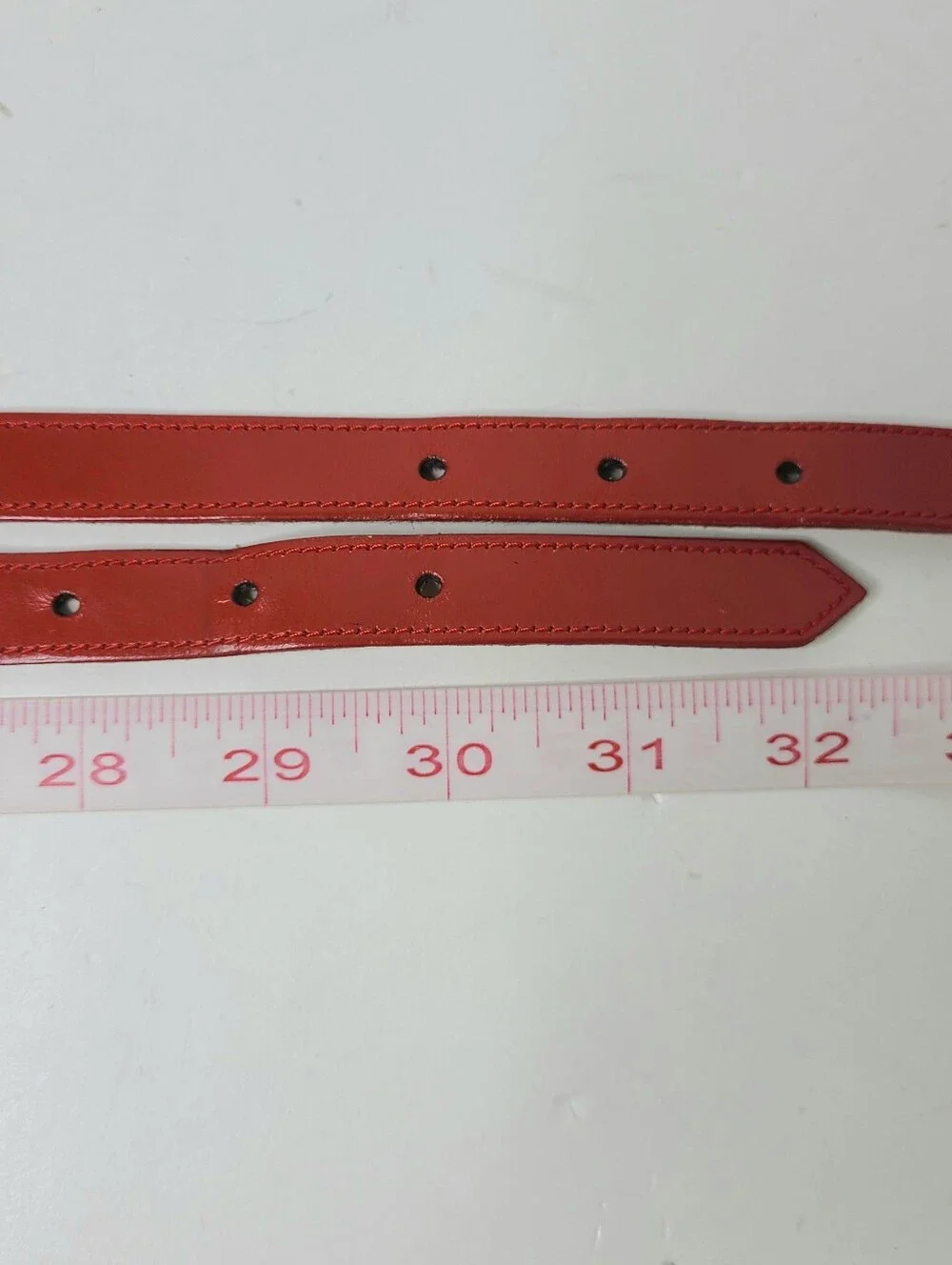 Red Corset Style Double Buckle Genuine Leather Vintage Belt